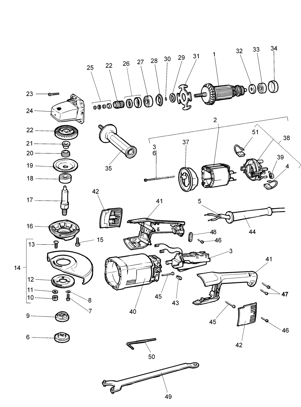 Dewalt DW492 Type 1 Grinder Spare Parts