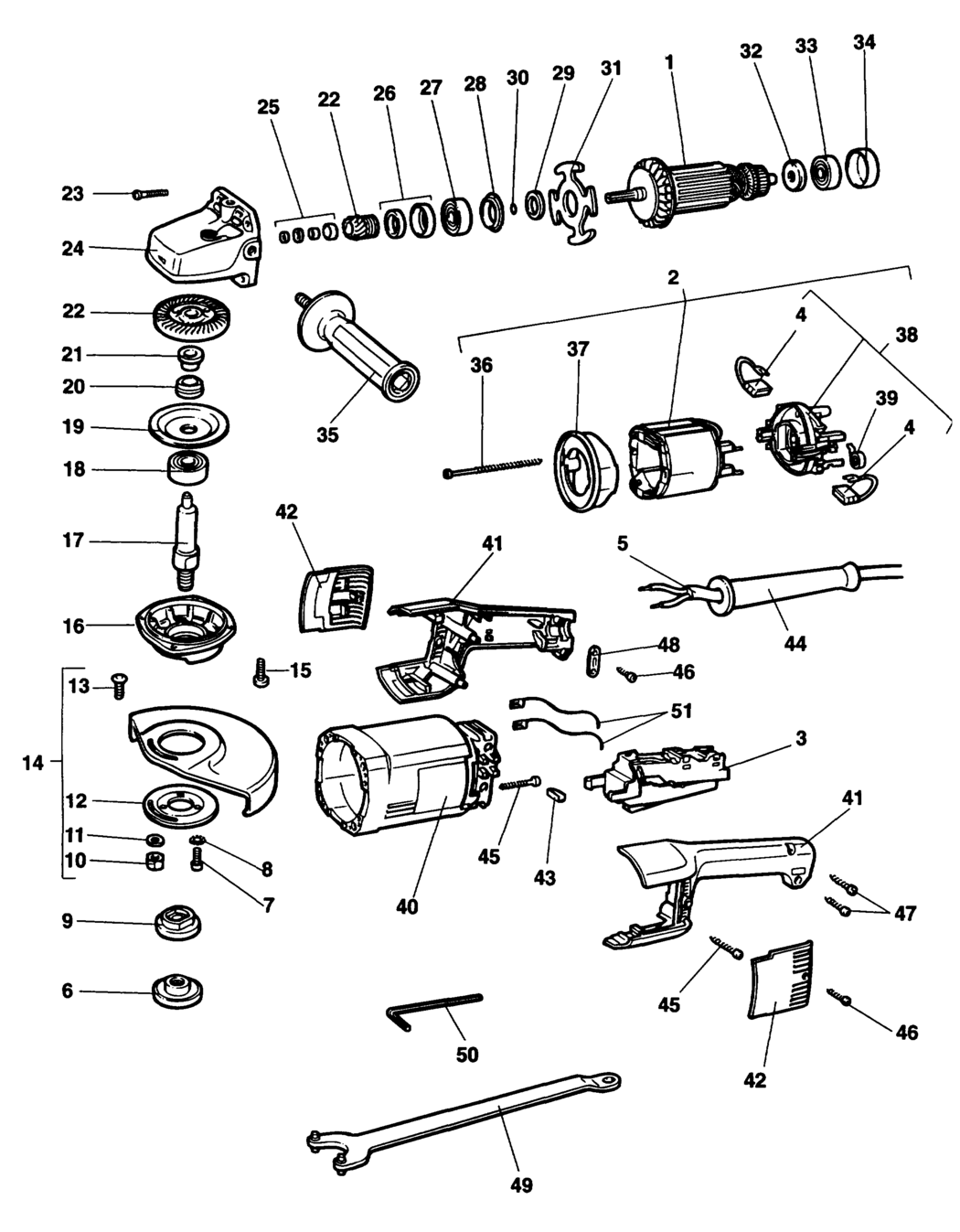 Dewalt DW852 Type 1 Angle Grinder Spare Parts