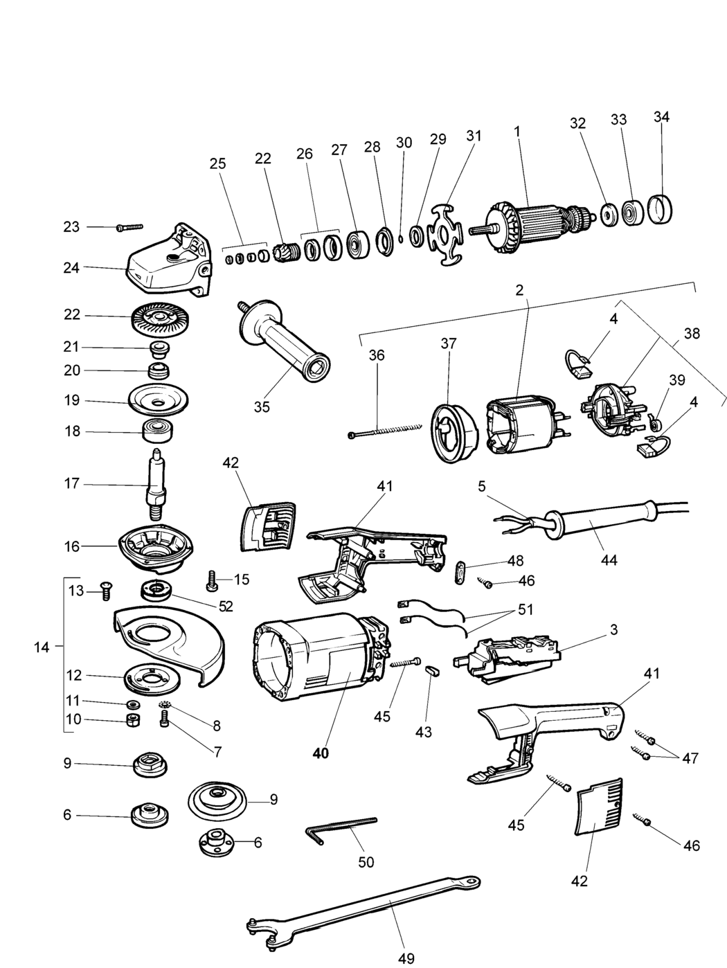 Dewalt DW852 Type 1 - AS Angle Grinder Spare Parts