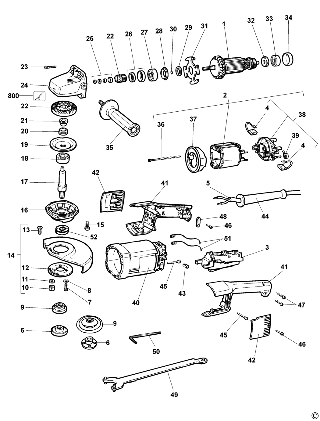 Dewalt DW852 Type 2 - 3 Angle Grinder Spare Parts