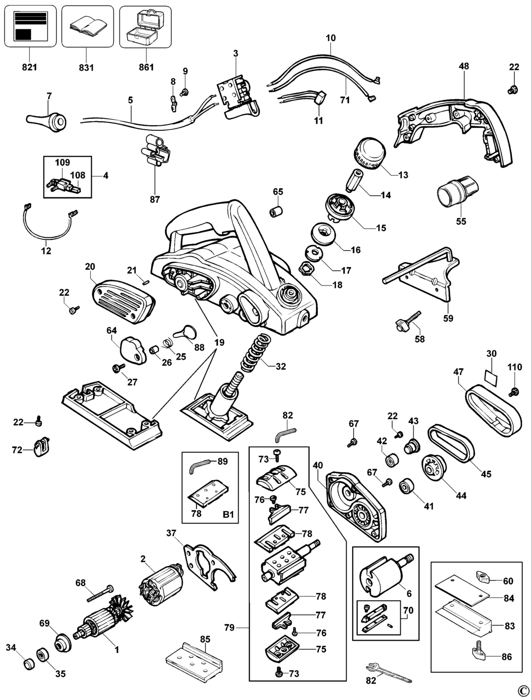 Dewalt DW677L Type 1 Planer Spare Parts