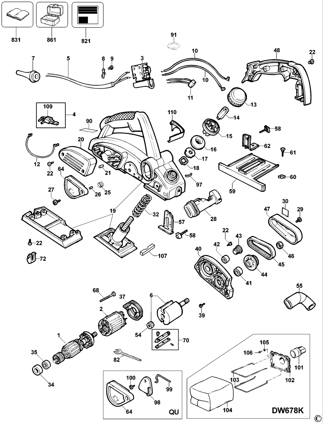 Dewalt DW678 Type 2 & 3 Planer Spare Parts