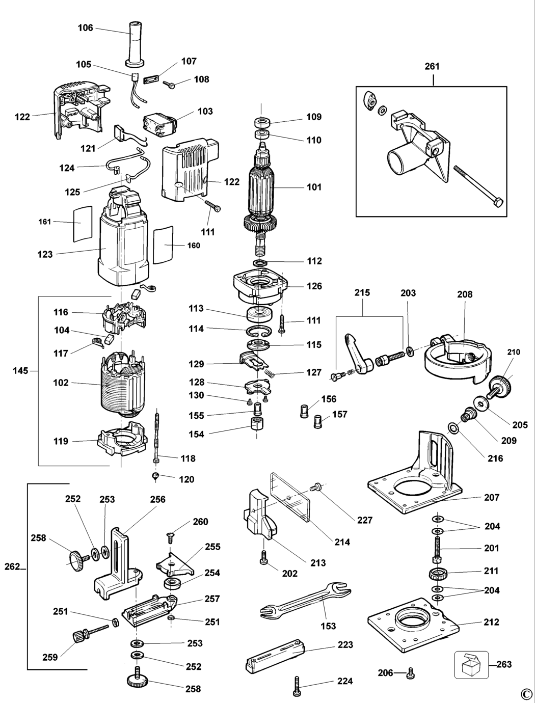 Dewalt DW670 Type 1 - EU Trimmer Spare Parts