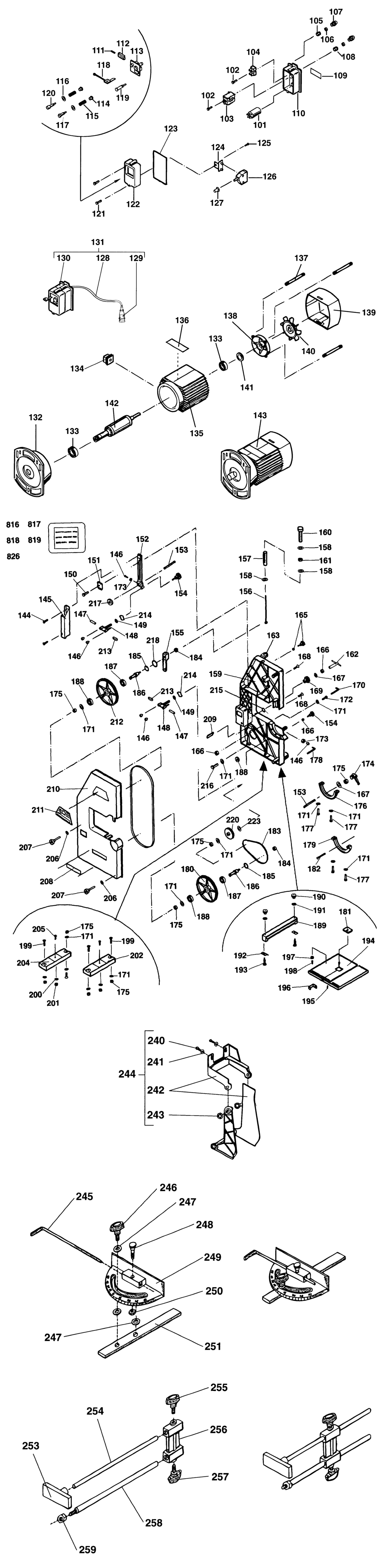 Dewalt DW3403 Type 1 Bandsaw Spare Parts