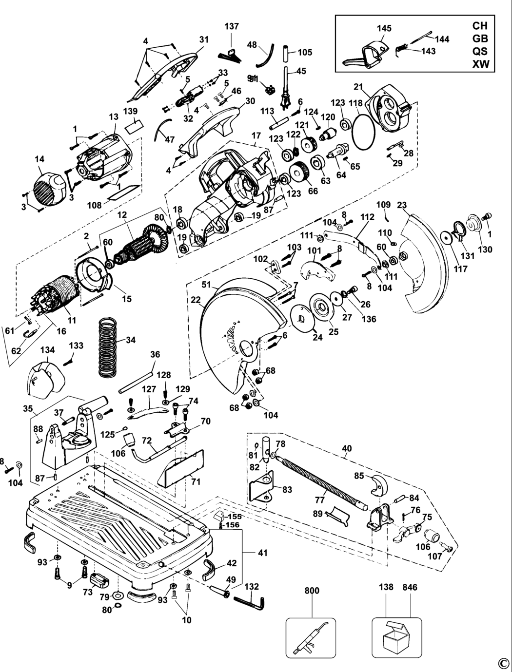 Dewalt DW872 Type 1 Chop Saw - Metal Cutting Spare Parts