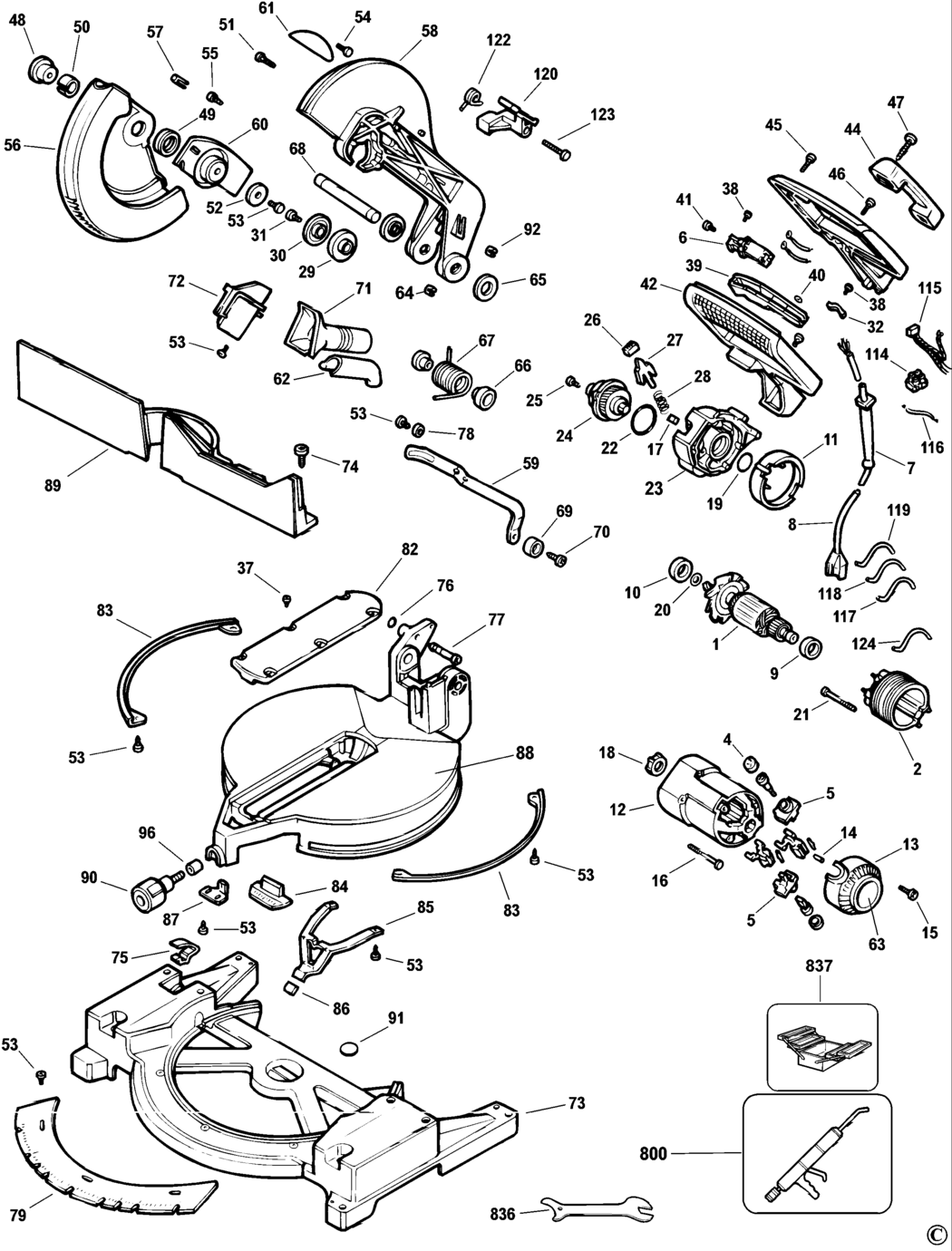 Dewalt DW704 Type 1 Mitre Saw Spare Parts