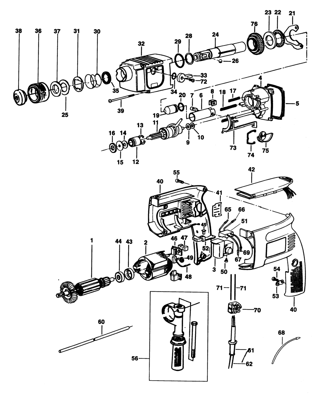 Dewalt DW514K44 Type 1 Rotary Hammer Spare Parts