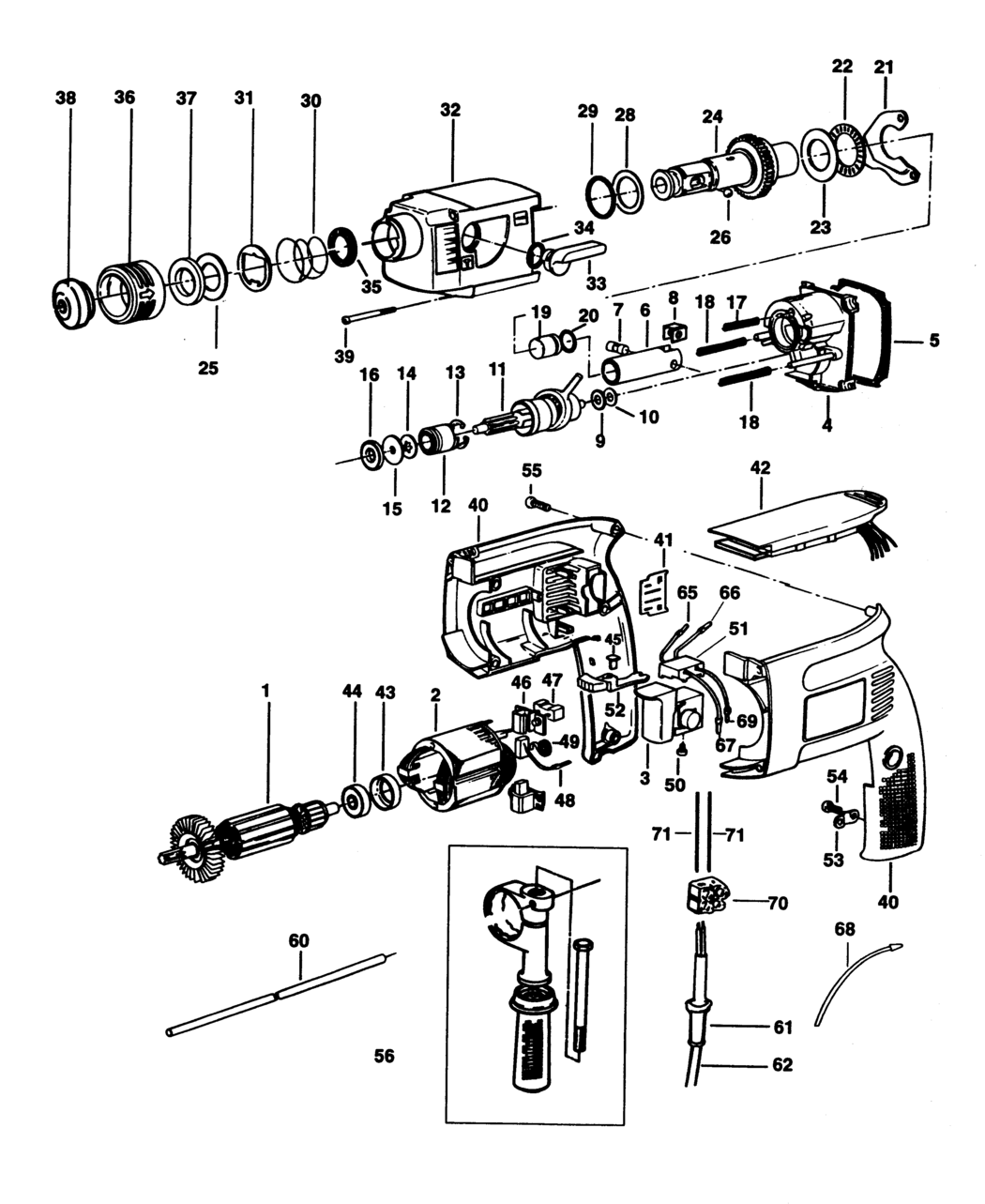 Dewalt DW523K35 Type 1 Rotary Hammer Spare Parts