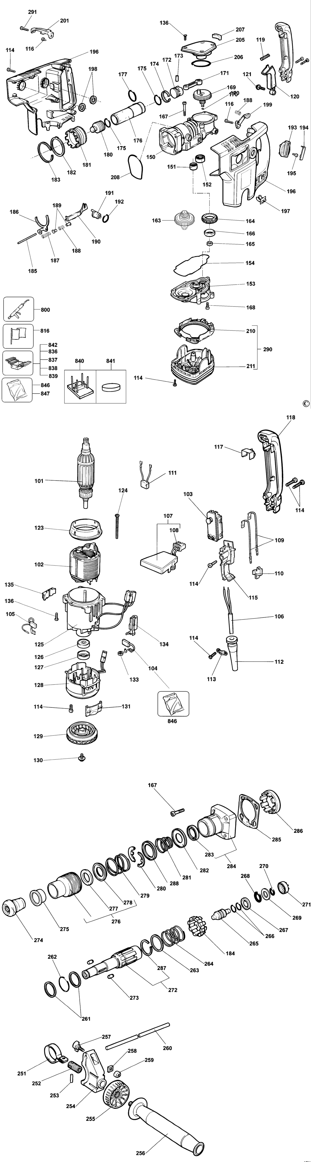 Dewalt DW541 Type 2 Rotary Hammer Spare Parts