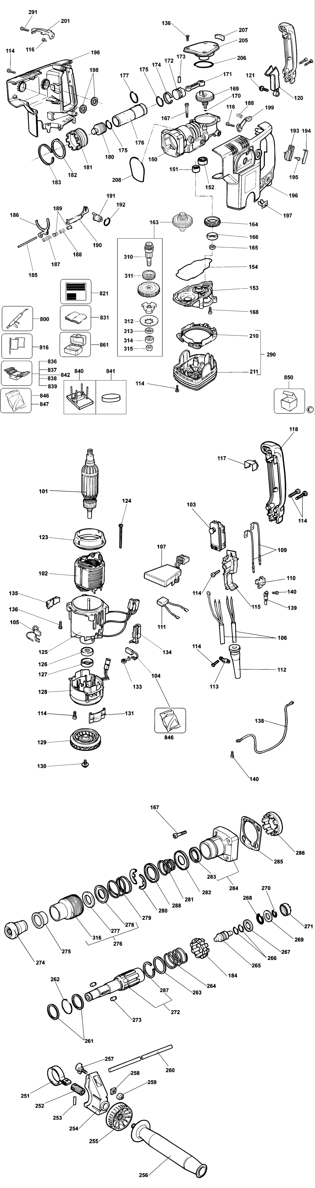 Dewalt DW541 Type 3 Rotary Hammer Spare Parts