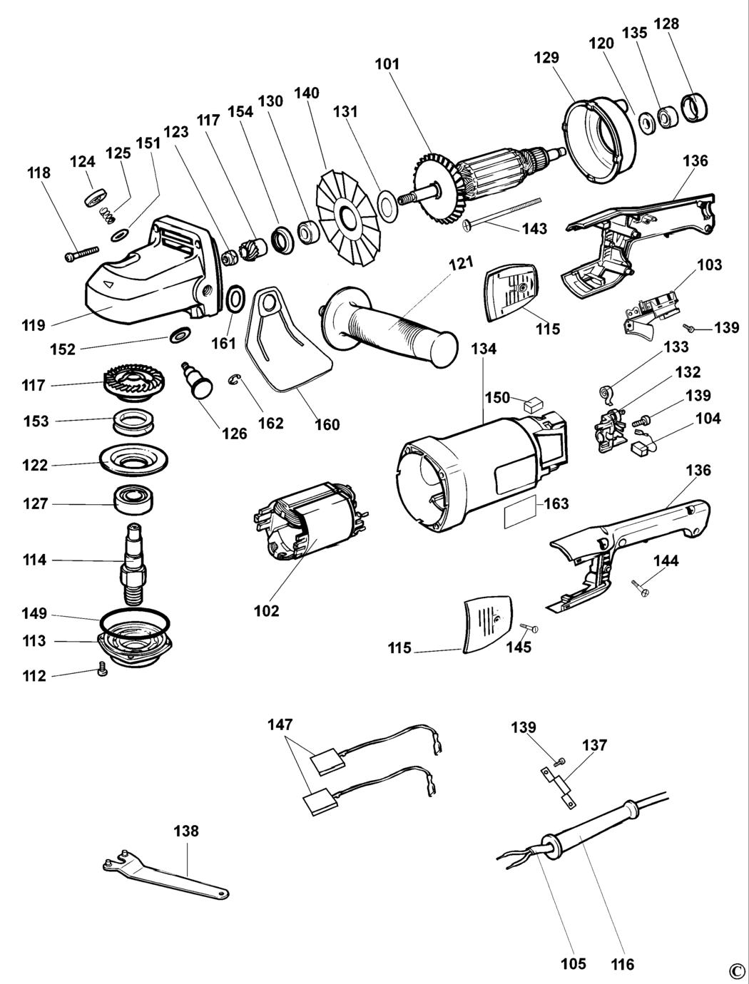 Dewalt DW630 Type 1 Sander/grinder Spare Parts