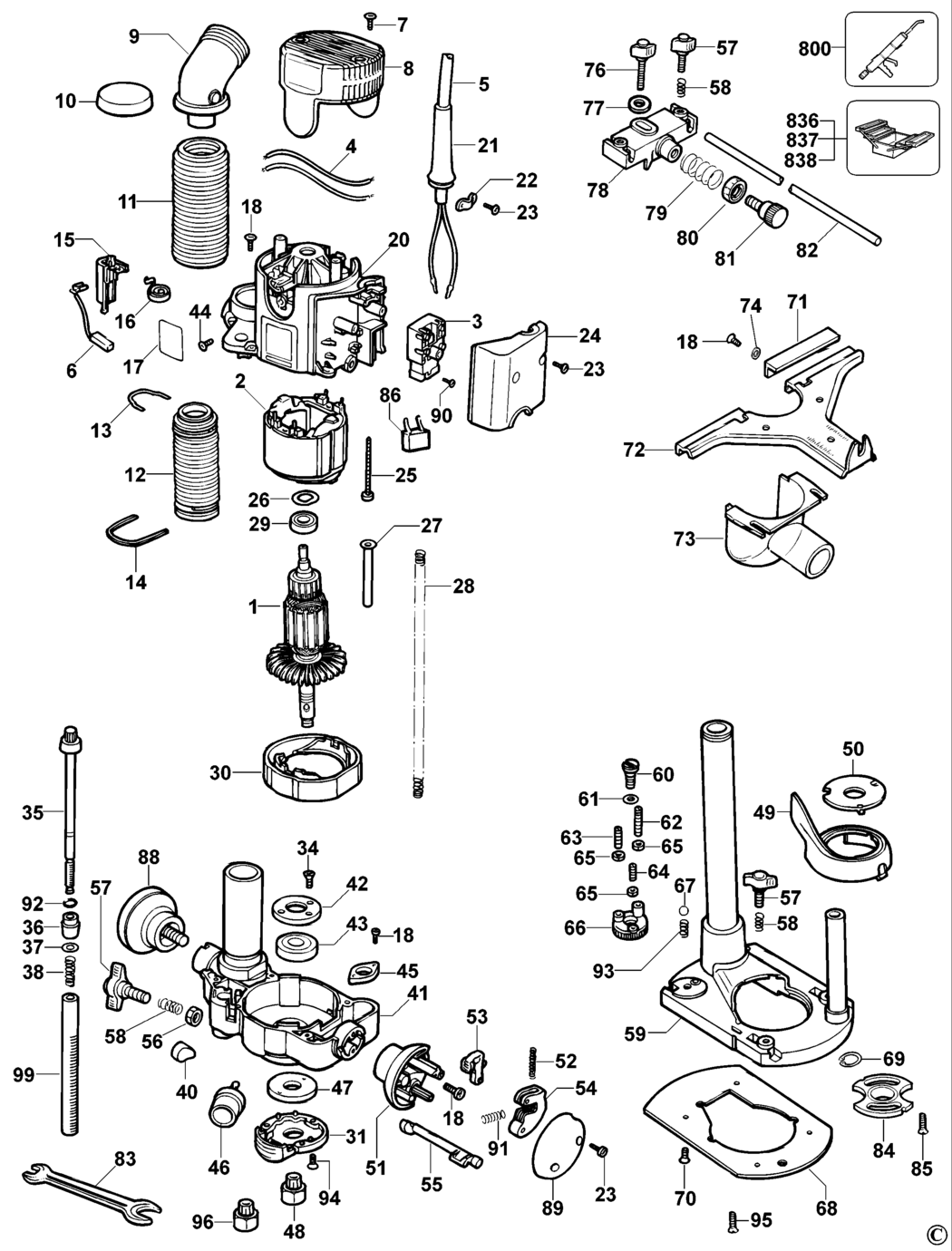 Dewalt DW620 Type 1 Router Spare Parts