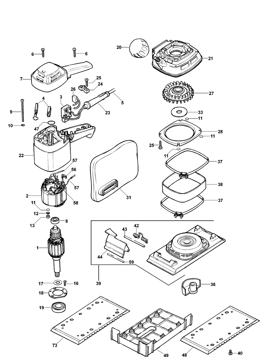 Dewalt DW634 Type 1 Orbital Sander Spare Parts