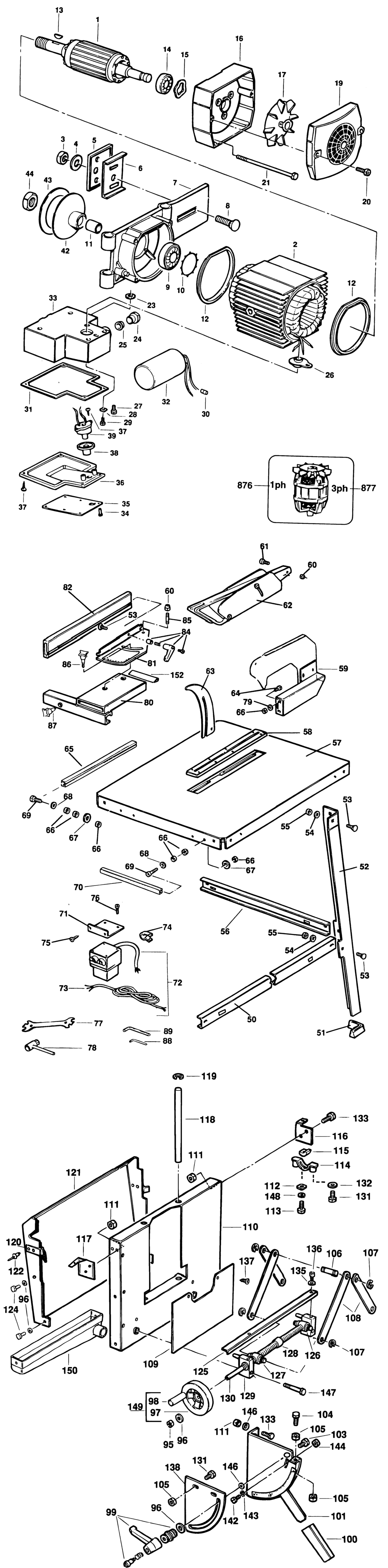 Dewalt DW3151-3 Type 1 Site Saw Spare Parts