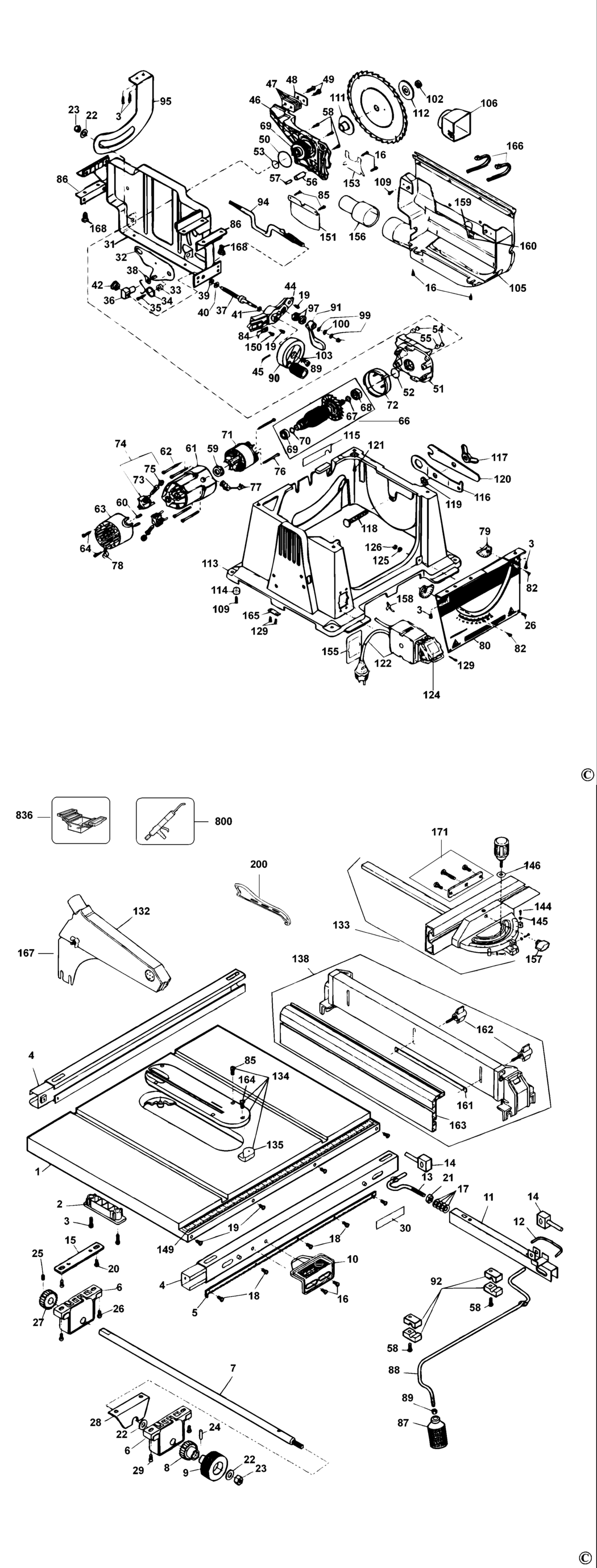 Dewalt ETS744 Type 2 Bench Saw Spare Parts