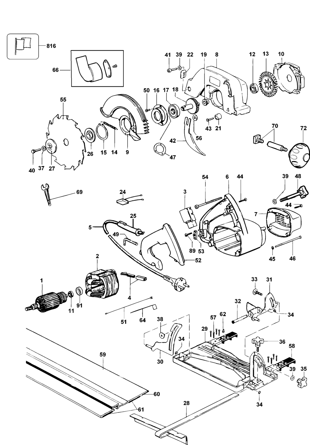 Dewalt DW351 Type 6 Circular Saw Spare Parts