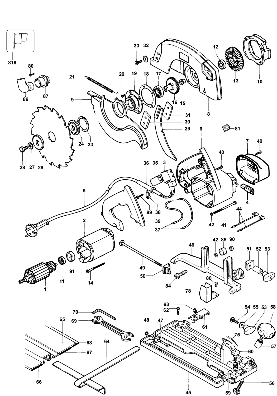 Dewalt DW365 Type 5 Circular Saw Spare Parts