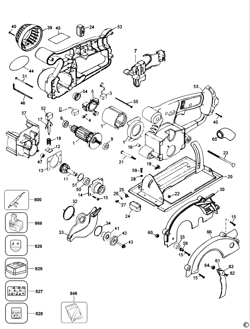 Dewalt DW935K Type 1-2 Trim Saw Spare Parts