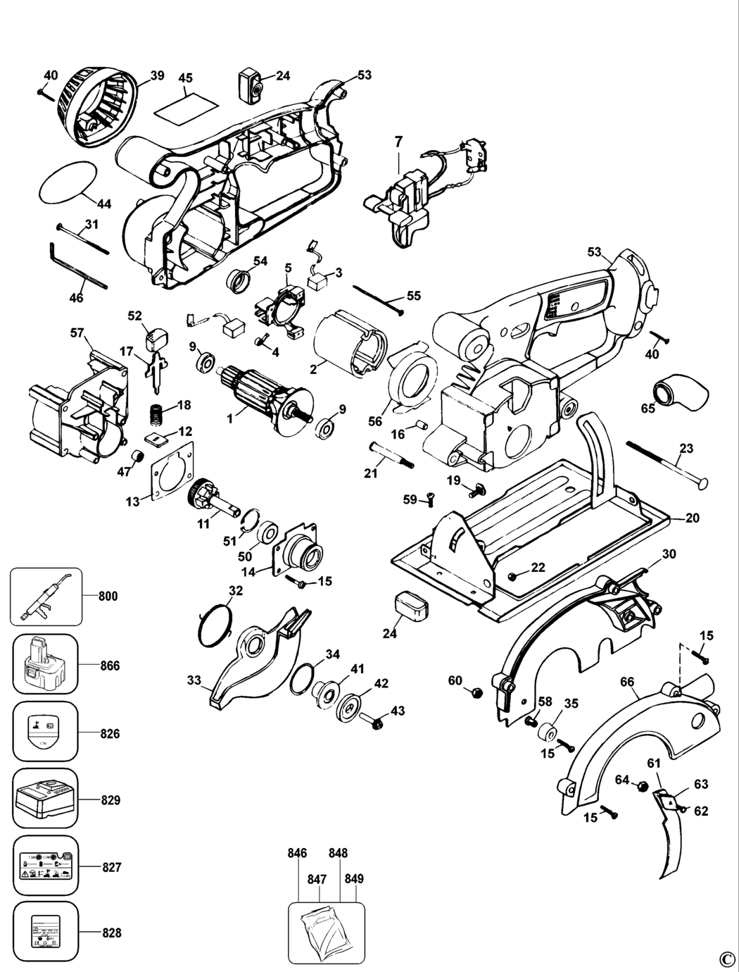 Dewalt DW936 Type 1 Trim Saw Spare Parts