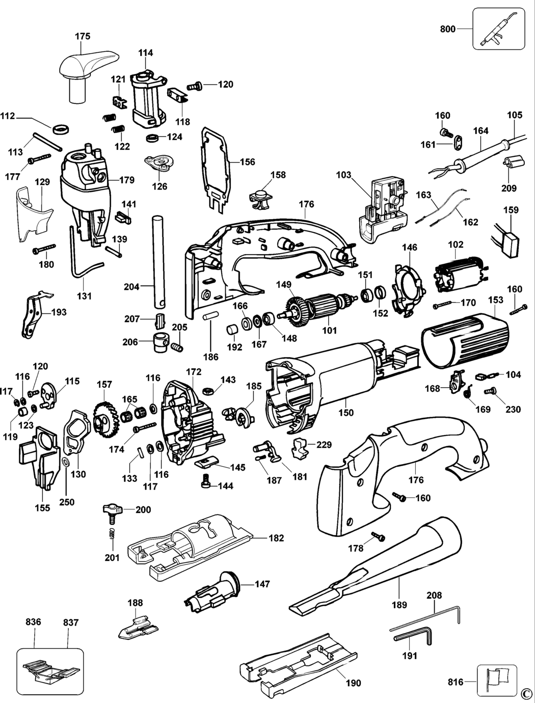 Dewalt DW322 Type 2 Jigsaw Spare Parts