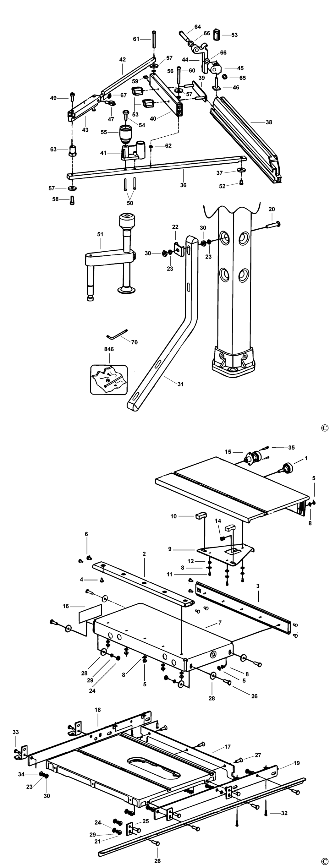 Dewalt DE7461 Type 1 Table Spare Parts