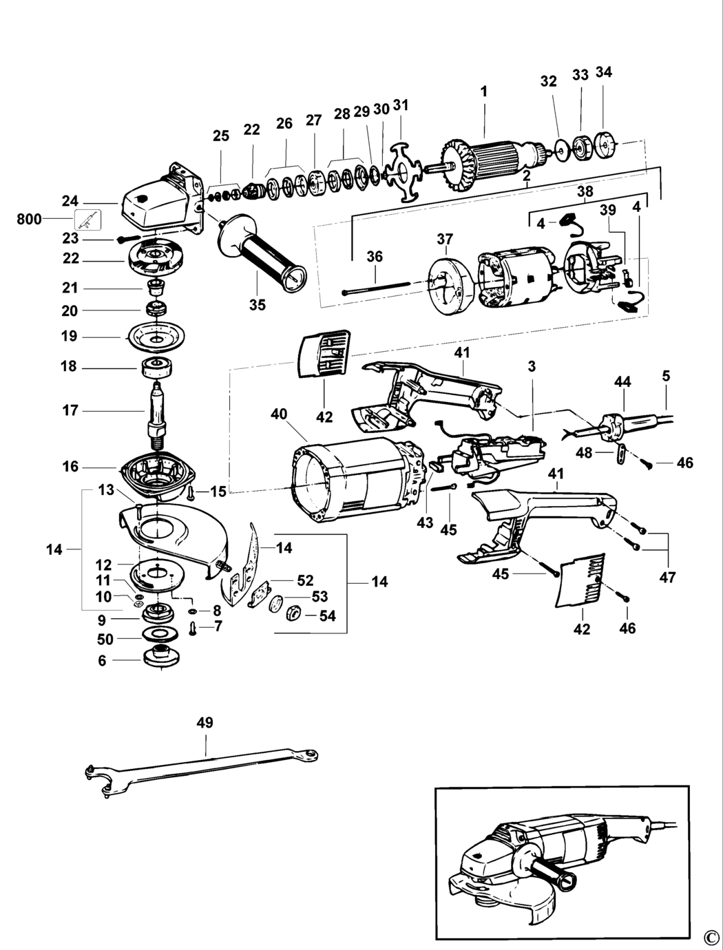 Dewalt DW432K Type 2 Angle Grinder Spare Parts