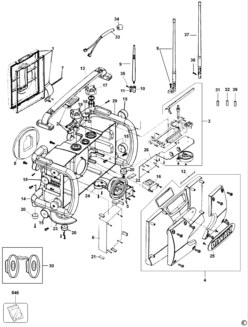 Dewalt DW911 Type 1 Site Radio Spare Parts