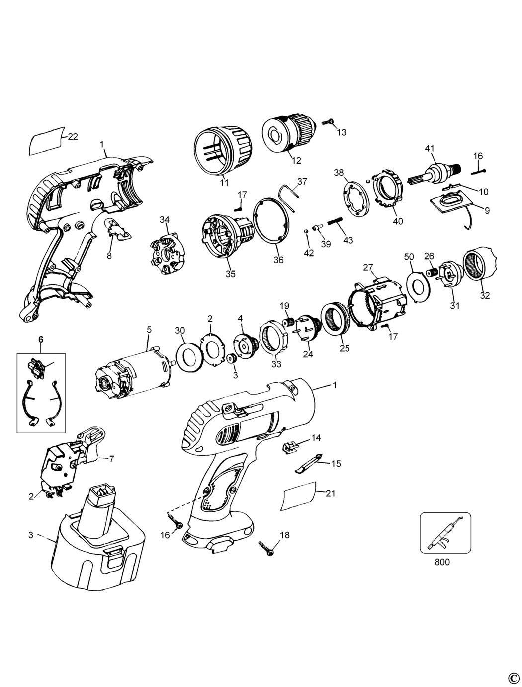 Dewalt DW995 Type 1 Cordless Drill Spare Parts