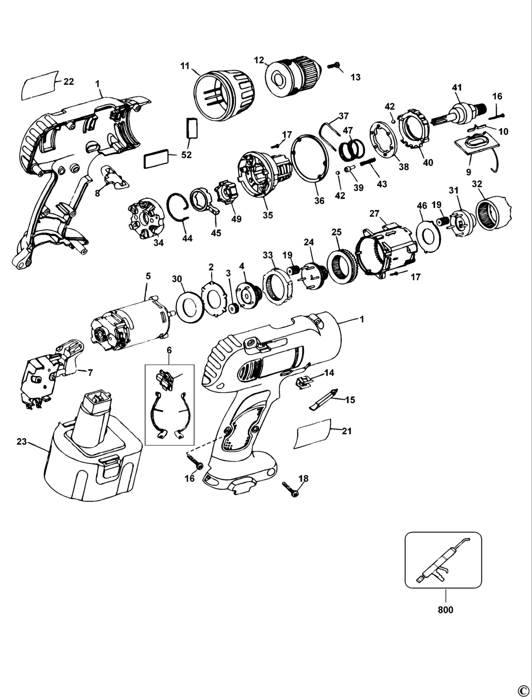 Dewalt DW997K Type 1 Cordless Drill Spare Parts