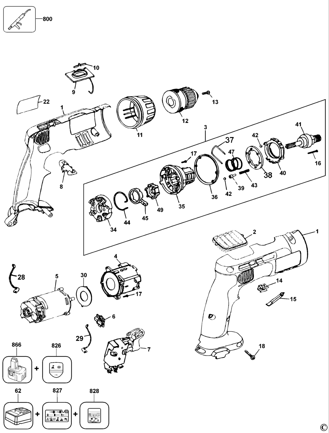 Dewalt DW998 Type 3 Cordless Drill Spare Parts