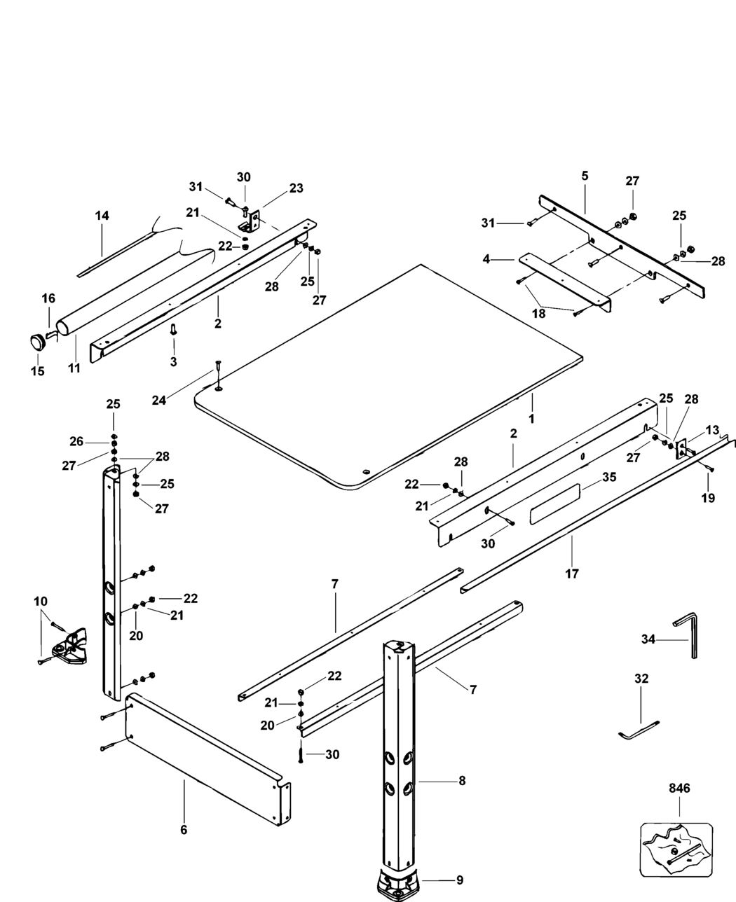 Dewalt DE7464 Type 1 Rip Fence Assy Spare Parts