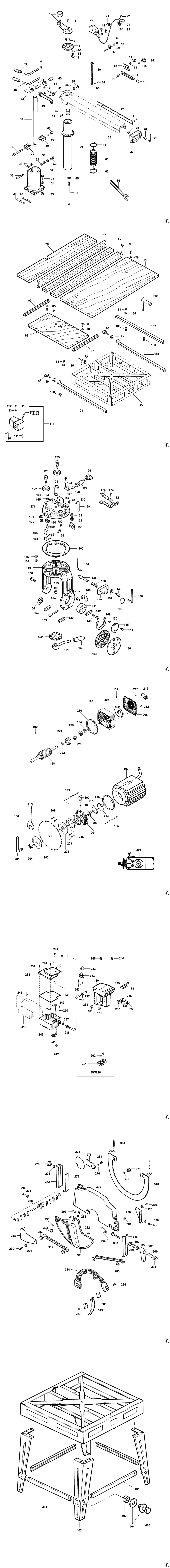 Dewalt DW725 Type 3 Radial Arm Saw Spare Parts