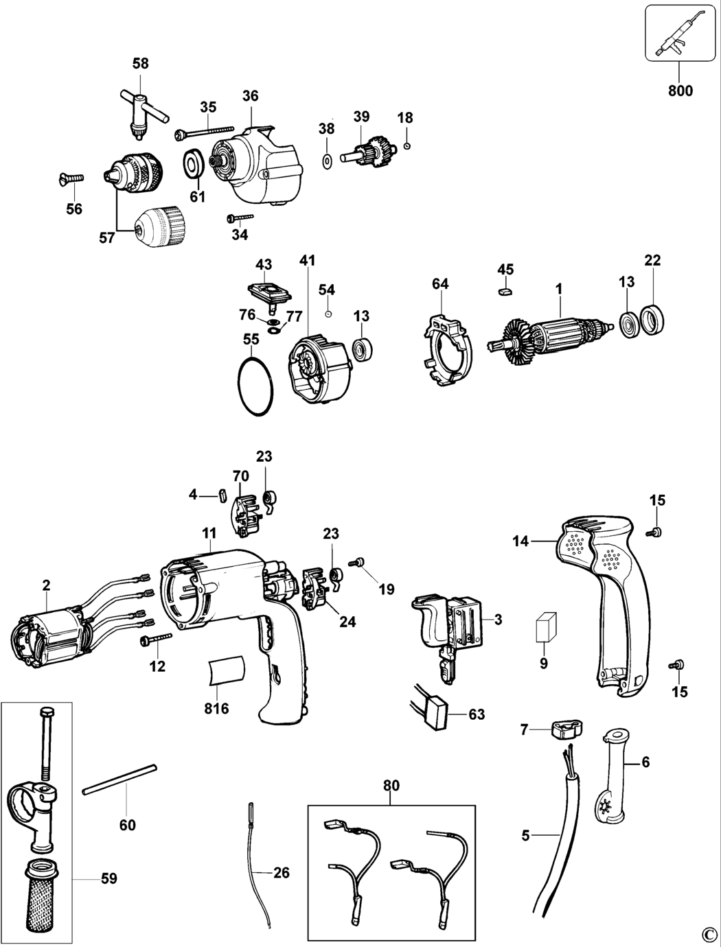 Dewalt DW206 Type 1 Drill Spare Parts