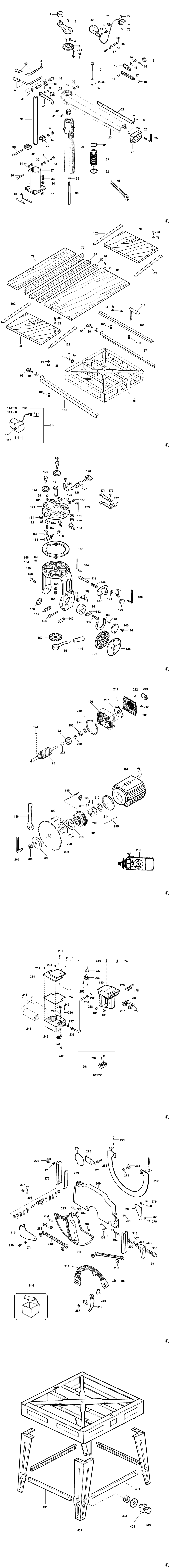 Dewalt DW722 Type 2 Radial Arm Saw Spare Parts