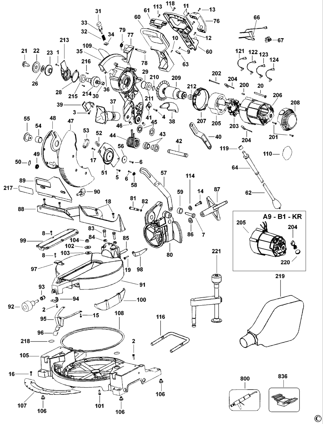 Dewalt DW703 Type 1 Mitre Saw Spare Parts