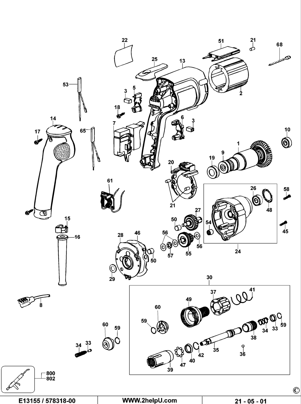 Dewalt DW268K Type 2 Screwdriver Spare Parts