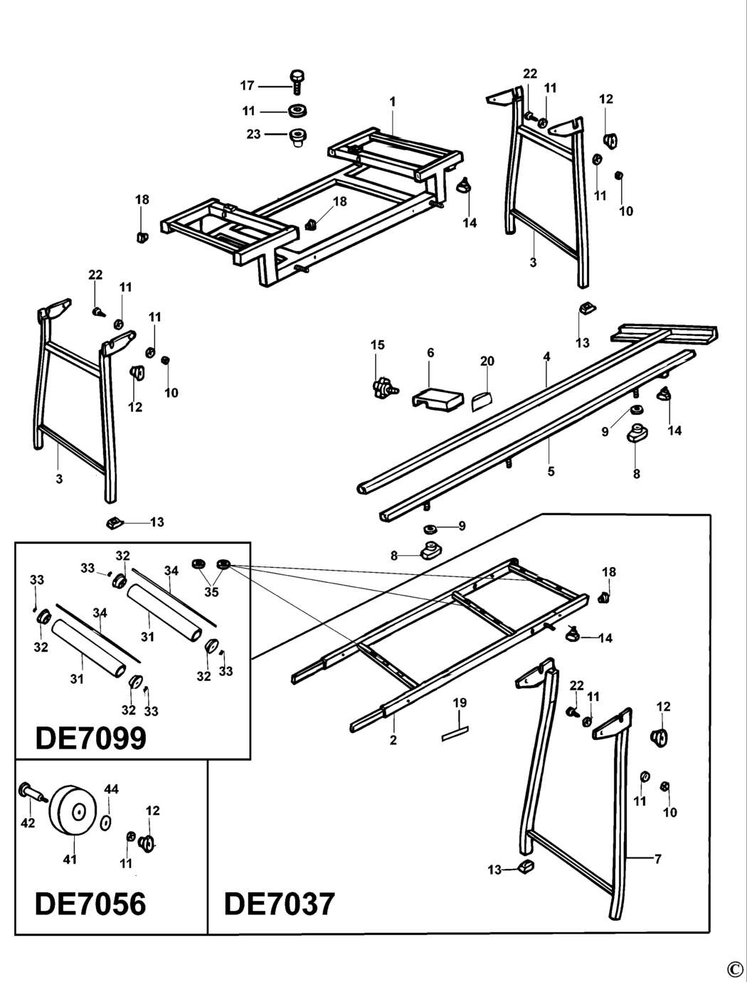 Dewalt DE7075 Type 4 Extension Table Spare Parts