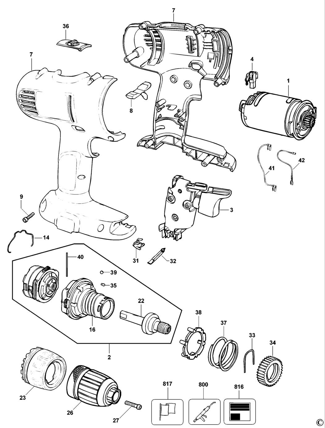 Dewalt DW956 Type 10 Cordless Drill Spare Parts