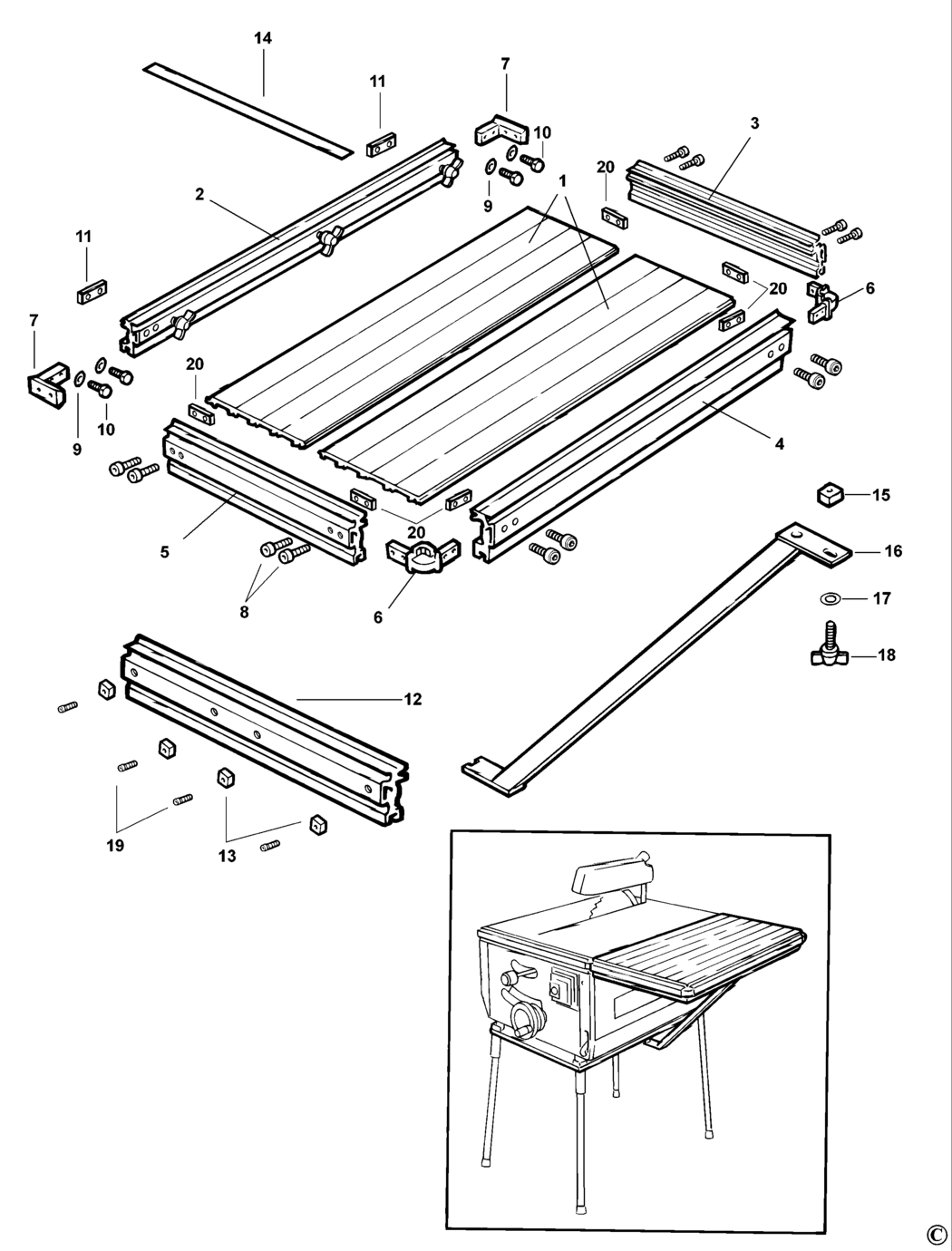 Dewalt DE7192 Type 1 Extension Table Spare Parts