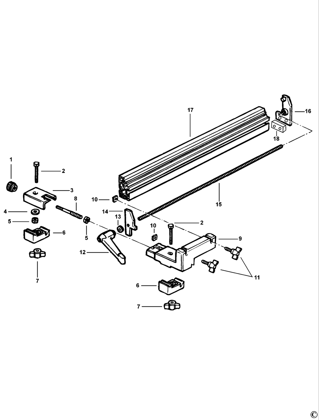 Dewalt DE7193 Type 1 Parallel Fence Spare Parts