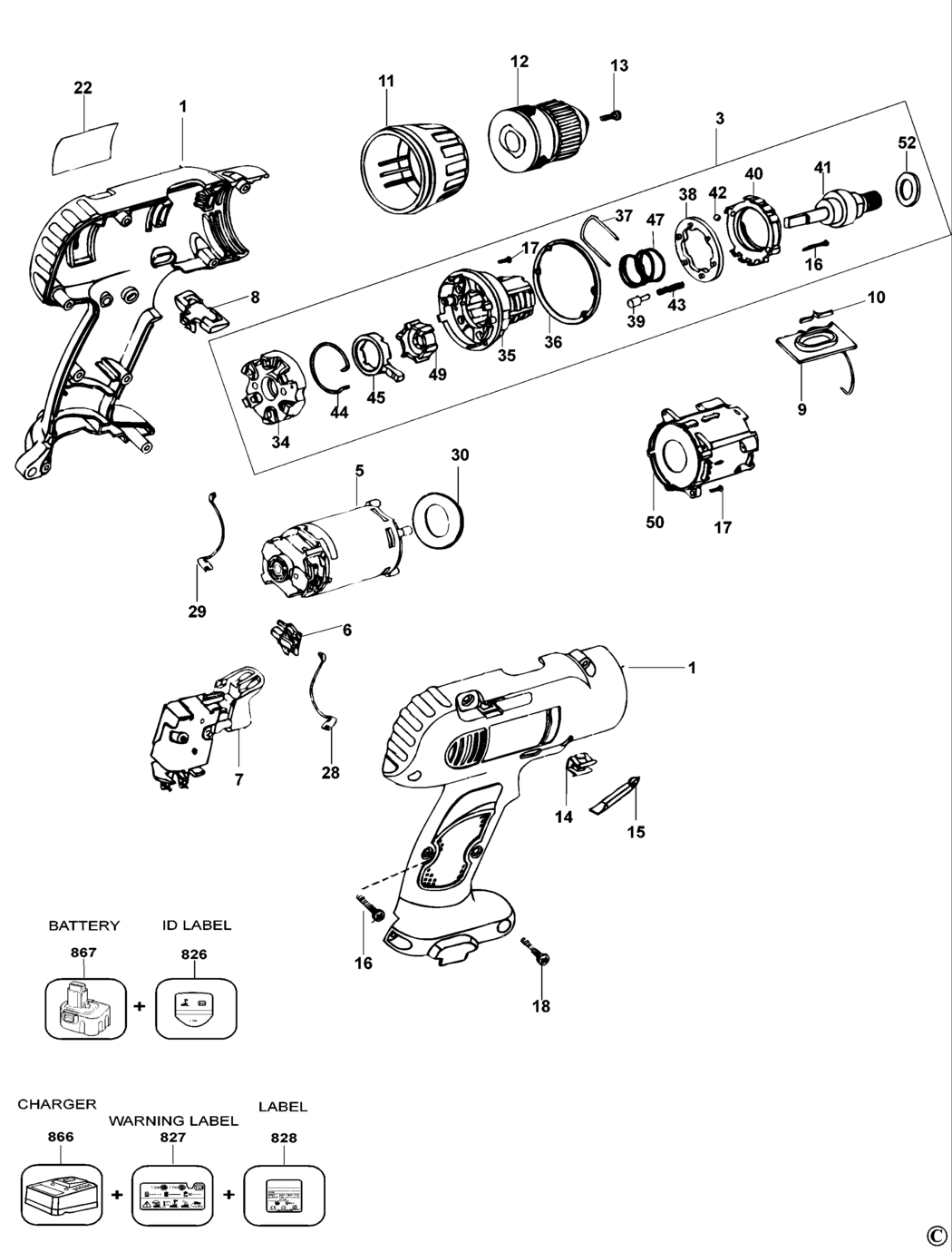 Dewalt DW997K Type 5 Drill Spare Parts