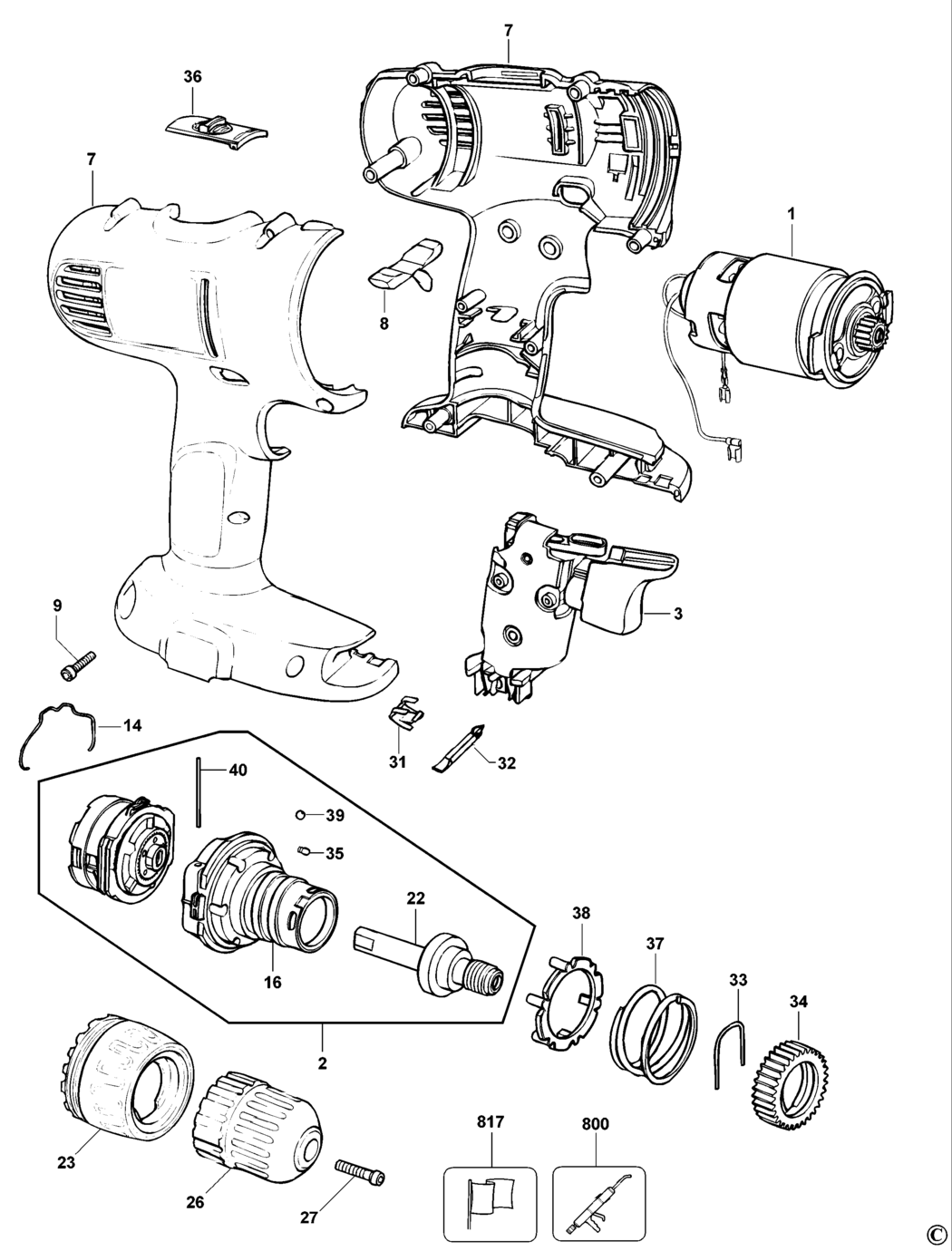Dewalt DW928 Type 11 Cordless Drill Spare Parts