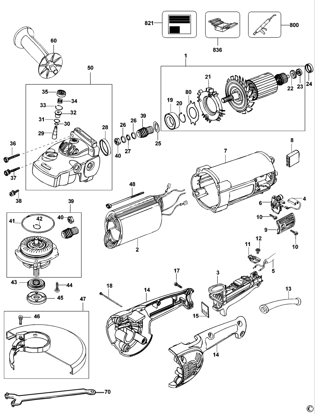 Dewalt D28421 Type 1 Angle Grinder Spare Parts