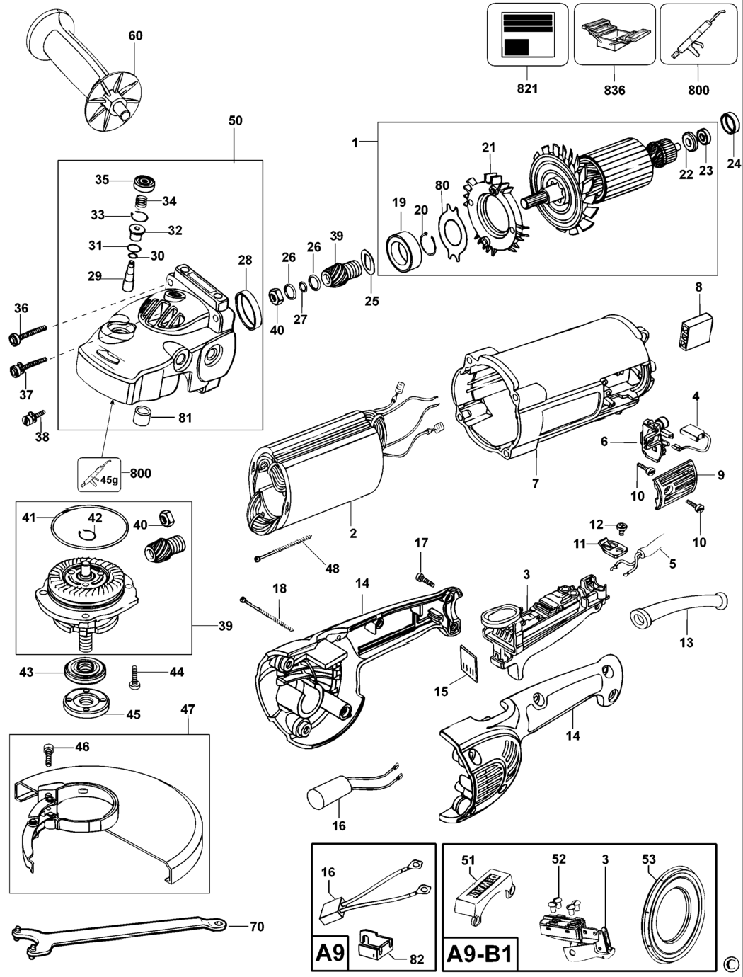 Dewalt D28413 Type 1 Angle Grinder Spare Parts