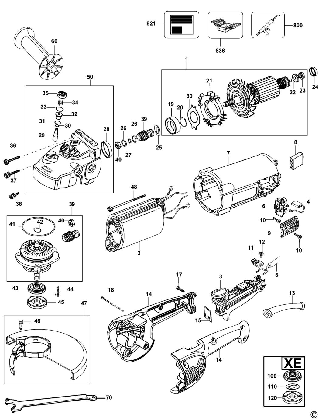 Dewalt D28410 Type 1 Angle Grinder Spare Parts