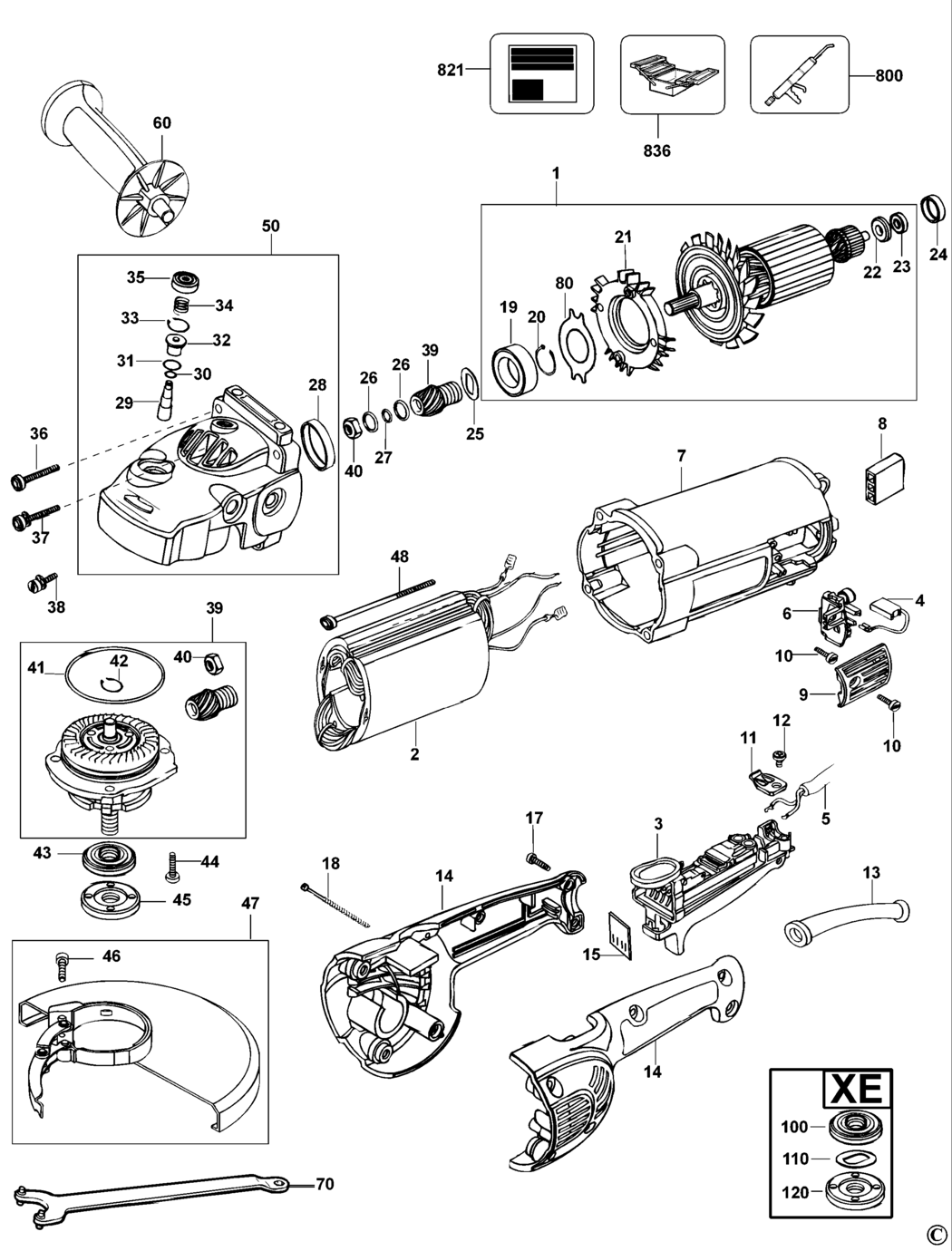 Dewalt D28411 Type 1 Angle Grinder Spare Parts