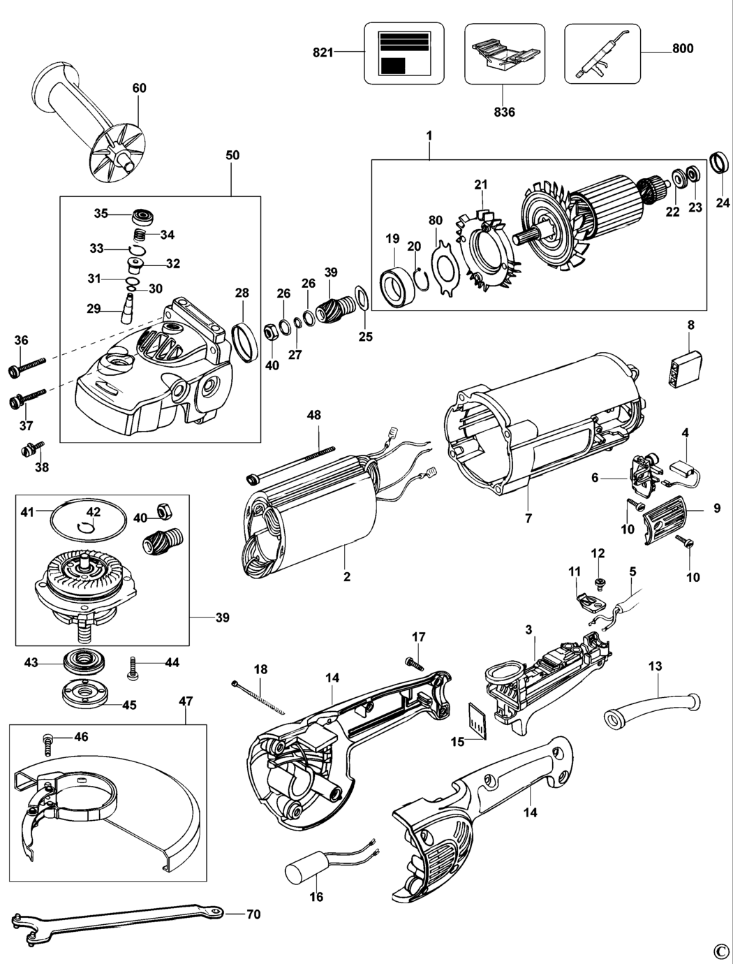 Dewalt D28400 Type 1 Angle Grinder Spare Parts