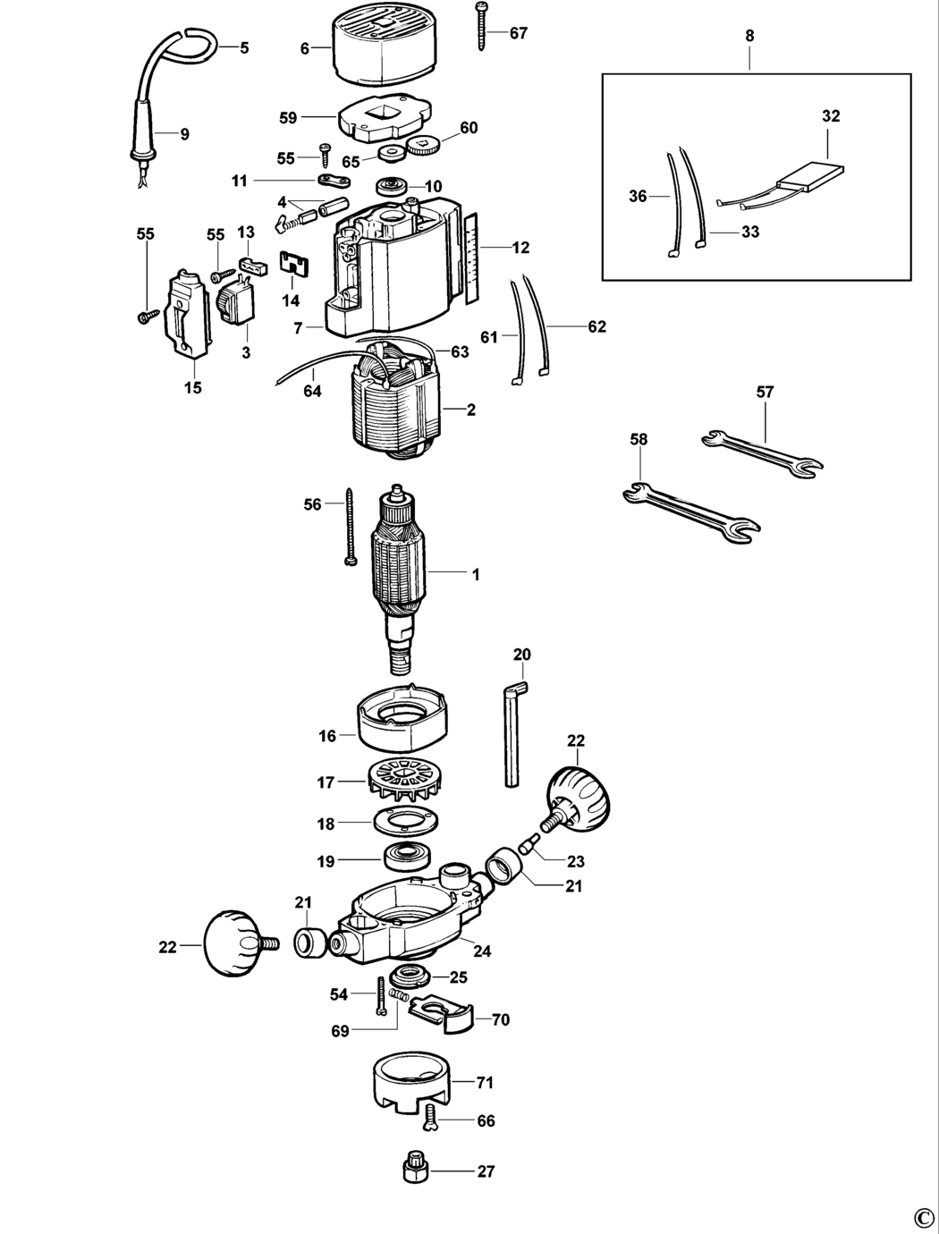 Dewalt DW6141 Type 1 Router Spare Parts