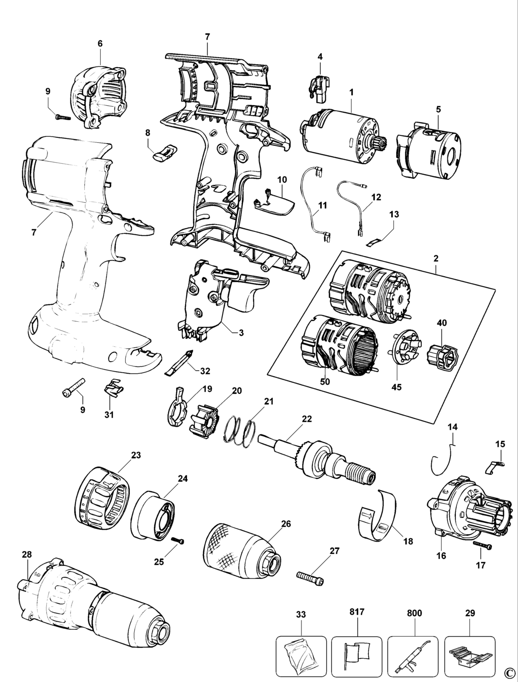 Dewalt DW981 Type 11 Cordless Drill Spare Parts