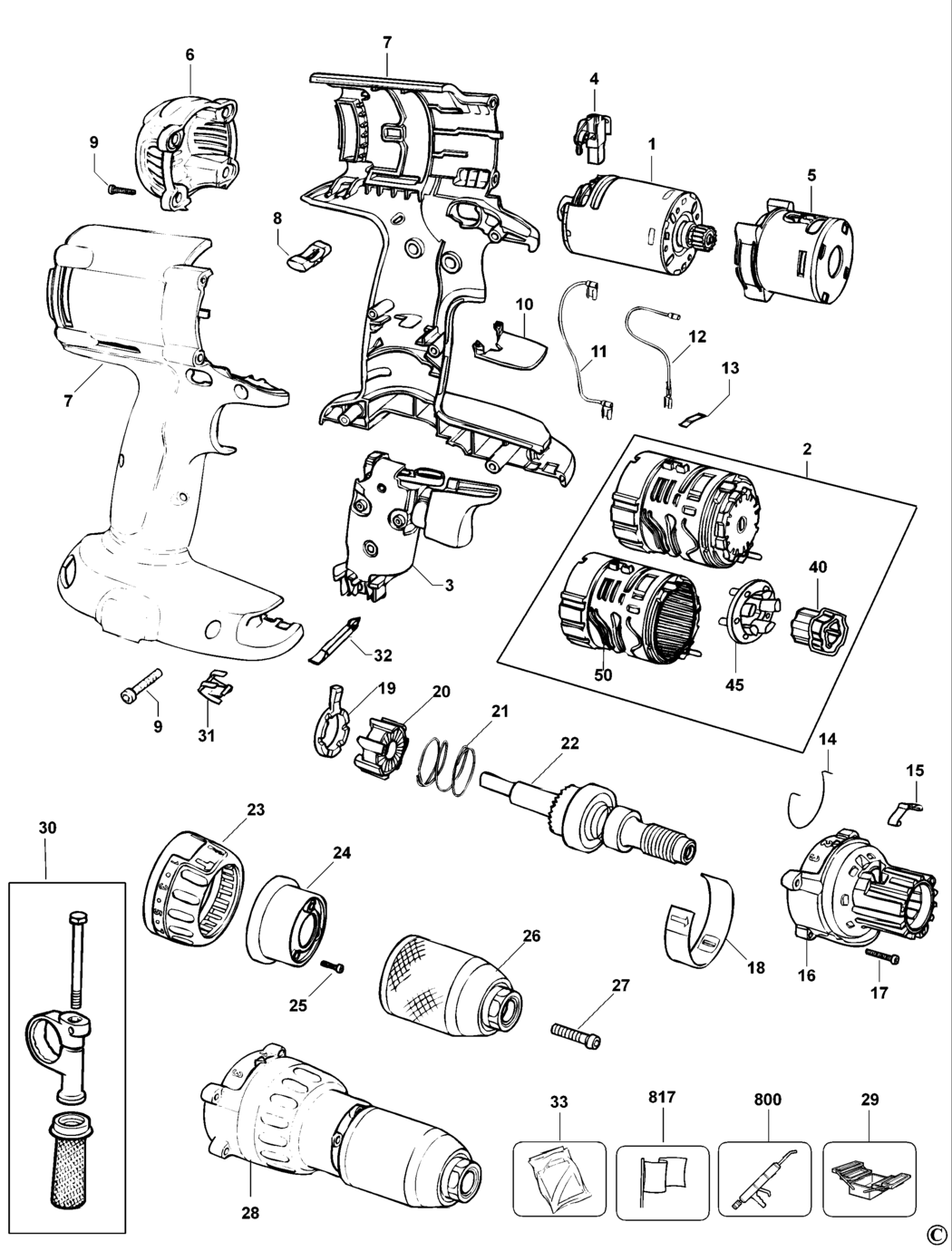 Dewalt DW988 Type 11 Cordless Drill Spare Parts